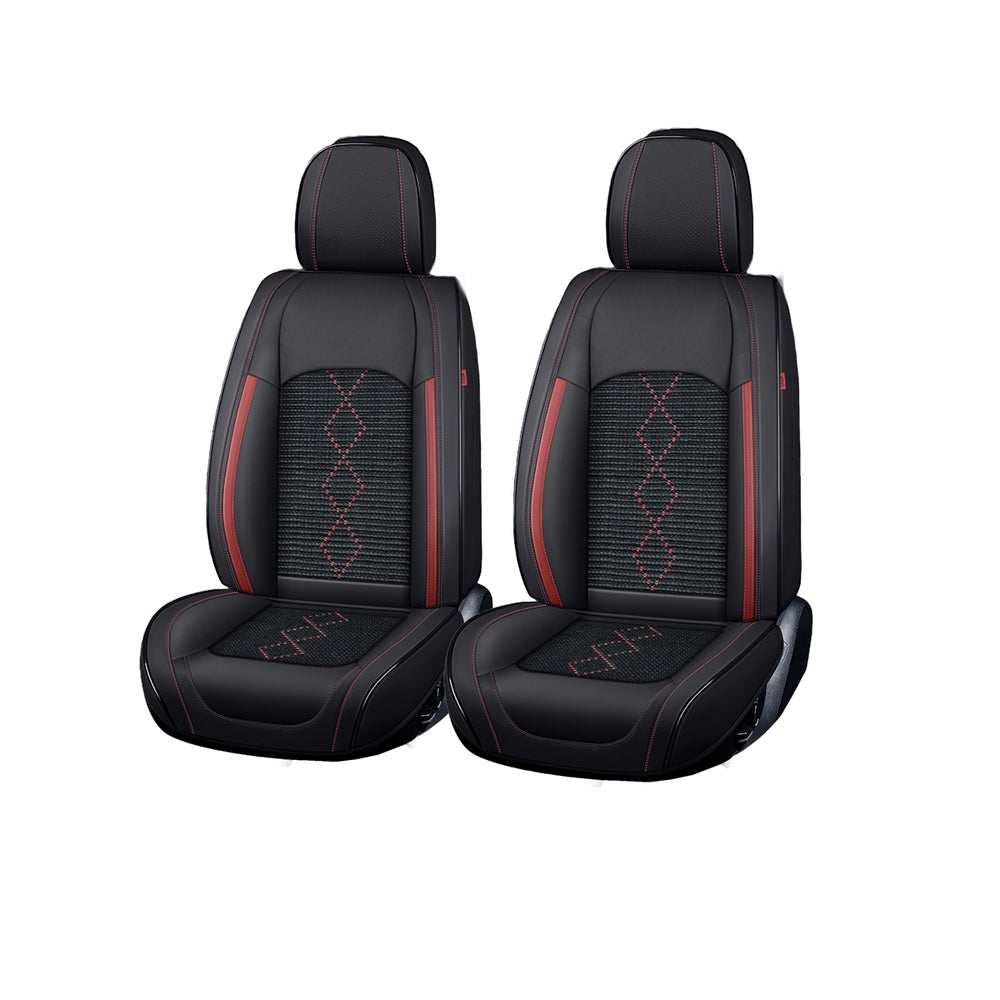 Huse scaune premium 5 locuri Deluxe piele ecologică perforată - negru - albastru închis