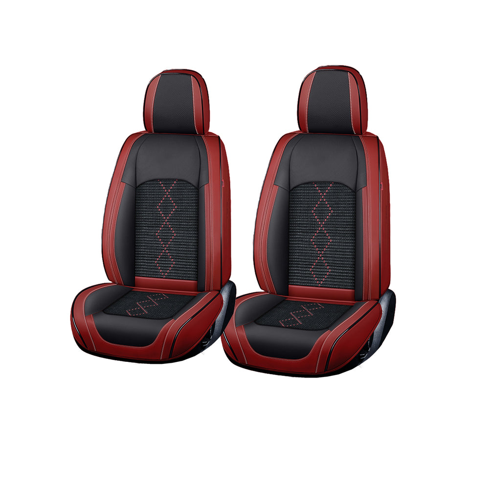 Huse scaune premium 5 locuri Deluxe piele ecologică perforată - roșu închis - negru