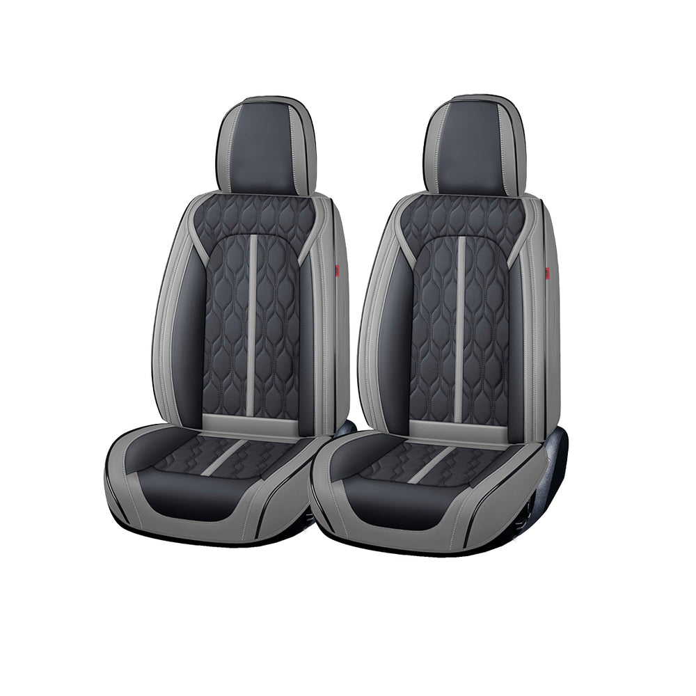 Huse scaune premium 5 locuri Deluxe piele ecologică perforată - gri - negru