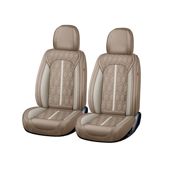 Huse scaune premium 5 locuri Deluxe piele ecologică perforată - maro deschis - crem