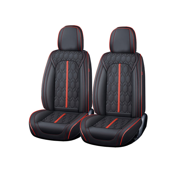 Huse scaune premium 5 locuri Deluxe piele ecologică perforată - negru - rosu