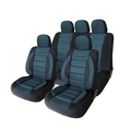 Huse Auto Universale Premium Carguard ,   Negru + Albastru, Textura 3D si Suport Lombar