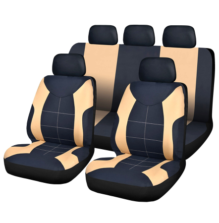 Set Huse Auto Universale Carguard Elegance ,   Negru + Bej, Compatibile Airbag